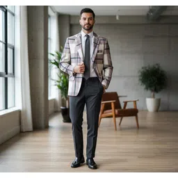 gee 5 Imported Warm Tweed Checkered Coat For Men-picture-20