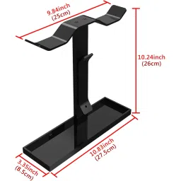Geekria Acrylic Dual Headphones Stand for On-Ear Headphones, Gaming Headset Holder, Desk Display Hanger Compatible with AKG K845, Sony WH-1000XM4, Sennheiser, JBL (Black) image 3