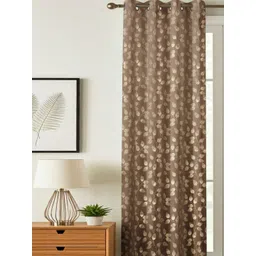 GEET CREATIONS Brown & Gold-Toned Floral Printed Room Darkening Velvet Door Curtain-picture-14