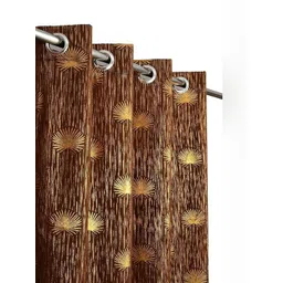 GEET CREATIONS Brown & Gold-Toned Floral Room Darkening Velvet Long Door Curtain-picture-34