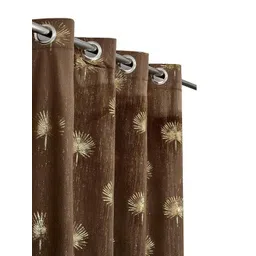 GEET CREATIONS Brown & Gold Toned Floral Velvet Room Darkening Door Curtain-picture-33