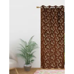 GEET CREATIONS Brown & Gold-Toned Floral Window Curtain-picture-23