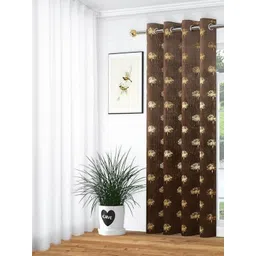 GEET CREATIONS Brown & Gold Velvet Room Darkening Long Door Curtain-picture-29