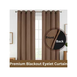 GEET CREATIONS Coffee Brown Set of 2 Black Out Door Curtain-picture-29