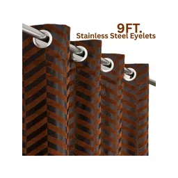 GEET CREATIONS Coffee Brown Set of 2 Geometric Room Darkening Long Door Curtain-picture-13