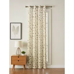 GEET CREATIONS Cream & Gold Floral Printed Room Darkening Window Curtain-picture-36
