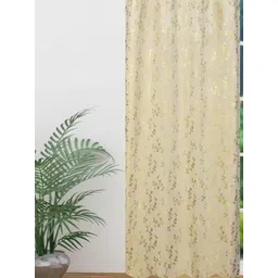 GEET CREATIONS Cream & Gold-Toned Floral Printed Velvet Long Door Curtain-picture-38