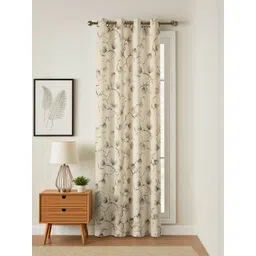 GEET CREATIONS Cream Set of Single Floral Room Darkening Window Eyelet Curtain-picture-22