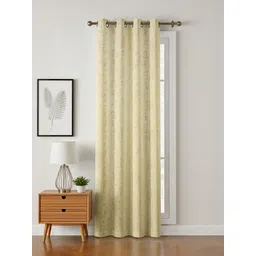 GEET CREATIONS Cream Set of Single Floral Room Darkening Window Eyelet Curtain-picture-30