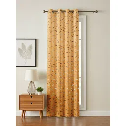 GEET CREATIONS Gold Set of 1 Floral Room Darkening Window Eyelet Curtain-picture-21