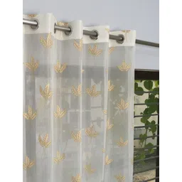 GEET CREATIONS Grey Set of 2 Embroidered Sheer Window Curtain-picture-11