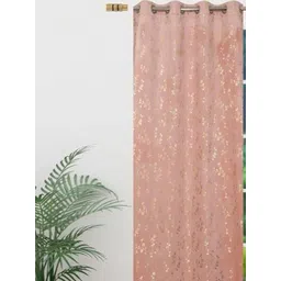 GEET CREATIONS Pink & Gold-Toned Floral Printed Velvet Long Door Curtain-picture-33