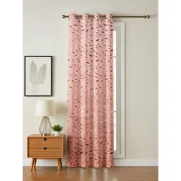 GEET CREATIONS Pink Set of Single Floral Room Darkening Window Eyelet Curtain-picture-26