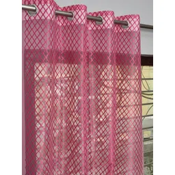 GEET CREATIONS Pink Sheer Cross Net Long Door Curtains-picture-11