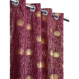 GEET CREATIONS Violet & Gold Printed Room Darkening Velvet Door Curtain-picture-18
