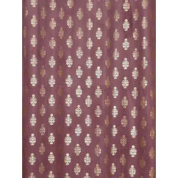 GEET CREATIONS Violet & Gold Self Design Room Darkening Long Door Curtain image 4