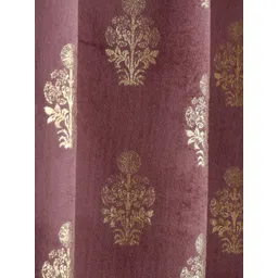 GEET CREATIONS Violet & Gold Self Design Room Darkening Long Door Curtain image 2