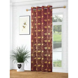 GEET CREATIONS Violet & Gold Single Floral Room Darkening Window Eyelet Curtain-picture-20