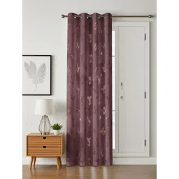 GEET CREATIONS Violet & Gold Single Self Design Room Darkening Door Eyelet Curtain-picture-11