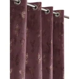 GEET CREATIONS Violet And Gold Toned 2 Pieces Room Darkening Velvet Window Curtains-picture-33