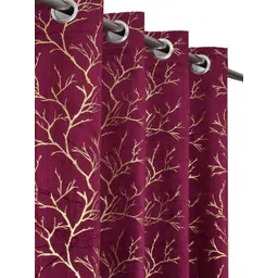 GEET CREATIONS Violet & Gold-Toned Abstract Printed Velvet Room Darkening Door Curtain-picture-12