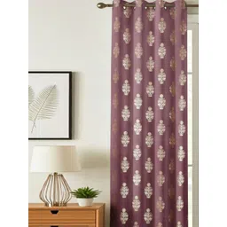 GEET CREATIONS Violet & Gold-Toned Floral Room Darkening Long Door Curtain-picture-17