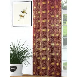 GEET CREATIONS Violet & Gold-Toned Floral Room Darkening Velvet Long Door Curtain-picture-16