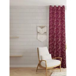 GEET CREATIONS Violet & Gold-Toned Floral Window Curtain-picture-15