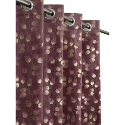GEET CREATIONS Violet & Gold-Toned Geometric Velvet Room Darkening Window Curtain-picture-22