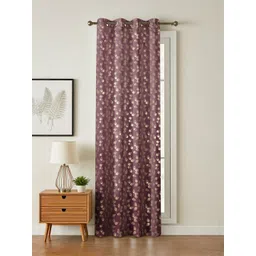 GEET CREATIONS Violet And Gold-Toned Printed Room Darkening Velvet Long Door Curtain-picture-32