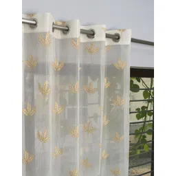 GEET CREATIONS White Set of 2 Embroidered Sheer Door Curtain-picture-31