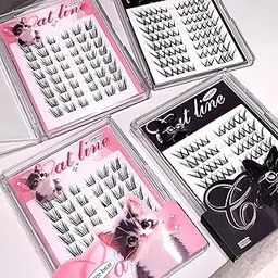 Gege Bear Cat Tie Glue Free Princess False Eyelashes | Kawaii Eye Makeup | Soft Lightweight Design | No-Mess Application | Reusable Wear | Soft Natural & Bold Dramatic Styles | Princess & Coffee Model Shades | Comfortable Long Wear | Perfect Eyelash For Teen Girls Women (01#The Princess of the Cat Department, 48Pcs)-picture-52