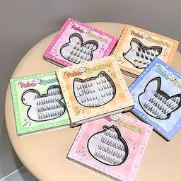 Gege Bear Glue Free False Eyelashes | Kawaii Soft Pastel Packaging | Ultra Lightweight Natural Feel | Three-Dimensional Curling Volume Enhancement | Self-Adhesive Technology No Glue Required | Cat Elf Bird Chirping Fox Rabbit Dog | Easy Application Sensitive Eye Safe Formula (05# Fox White White Style, 36Pcs)-picture-37