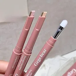 Gege Bear Under Eye-Shadow & Highlighter Pen | Korean Style Sleeping Two Color Silkworm 3D Contour | Matte Soft Pastel Under Eye Makeup | Nude & Pink Brown Shades | Long-Lasting Smudge-Proof Makeup | Double-Headed Precision Sponge Applicator | Affordable Eyes Highlighter for Women Girls (01# Nude Brown, 250mg)-picture-15