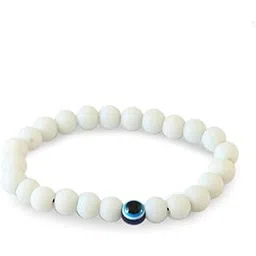 gehena by estele White Beaded Evil Eye Charm Bracelet for Unisex: Classic Spiritual Protection Wristband for Everyday Wear | Unisex Stretchable Bracelet for Men & Women – OSAK013-IRWE BR-picture-48