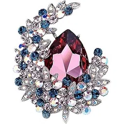 gehney joy of jewels JBRO5 Half Moon Chand Brooch Pin Crystal Saree Brooch for Women Girls | Alloy Rhinestone brooch for men suit formal | Enamel Pins | Saree pins for women latest-picture-51