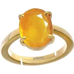 gemorio Yellow Sapphire Pukhraj 9.3cts or 10.25ratti Stone Panchdhatu Adjustable Ring for Men-picture-41