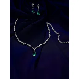 Gemron Jewel Silver-Plated Necklace and Earrings-picture-14
