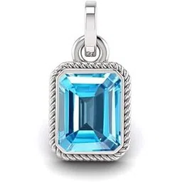 Blue Topaz Stone 4.00 Ratti Pendant Locket Silver Plated Unheated and Untreated Blue Topaz Natural Ceylon Gemstone for Men and Women (D169)-image-38