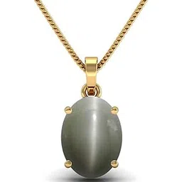 Cats Eye 13.25 Ratti 12.27 Carat (Lehsuniya) Gold Plated Pendant for Men & Women-image-1