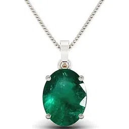 gems river Natural 6.25 Ratti 5.50 Carat Emerald Pendant Locket (Natural Panna/Panna Stone Silver Plating Pendant Locket) Original AAA Quality Gemstone Pendant for Men (Y111)-picture-25
