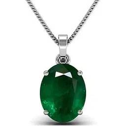 gems river Natural 6.25 Ratti 5.50 Carat Emerald Pendant Locket (Natural Panna/Panna Stone Silver Plating Pendant Locket) Original AAA Quality Gemstone Pendant for Men (Z111)-picture-54