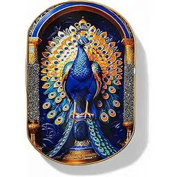 GEMTUB Pyrite–Lapis Peacock Frame | Handcrafted Decorative Crystal Art Frame for Home & Office | Luxury Wall & Table Decor | Gift for Positivity & Elegance-picture-21