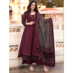 GEN Z TRENDS Women Ethnic Motifs Printed Panelled Kurta with Palazzos & With Dupatta-picture-27