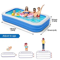 generic AquaScape 3 Stripped Inflatable Large 10 Feet Family Swimming Pool with Electric Air Pump for Adult and Kids (10-Feet, 120"x72"x24") image 3
