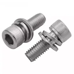 GENERIC 2x10 mm Stainless Steel Socket Head Cap Screw with Nut and Washer (Pack of 50 Pcs)-image-0