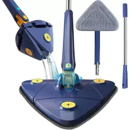 GENERIC 360° Rotatable Triangle Shape Wet and Dry Mop with Length Adjustable Handle, Blue Color-picture-45