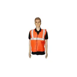 Generic 60 GSM 2 Fabric Sleeves Less Standard Size Orange Reflective Jacket-picture-28