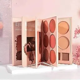 generic All in One Multipurpose Makeup Book Palette | 4in1 Makeup Eyeshadow Palette Blusher Contour Highlighter Blush| Matte Shades-picture-29