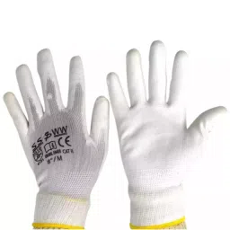 Generic Free Size Poly Urathine Palm White Hand Gloves-picture-10